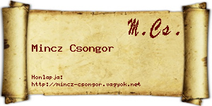Mincz Csongor névjegykártya